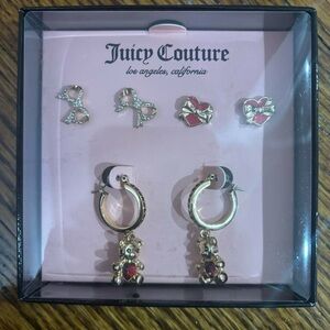 Juicy Couture Gold and Red Bear Hoop Earrings